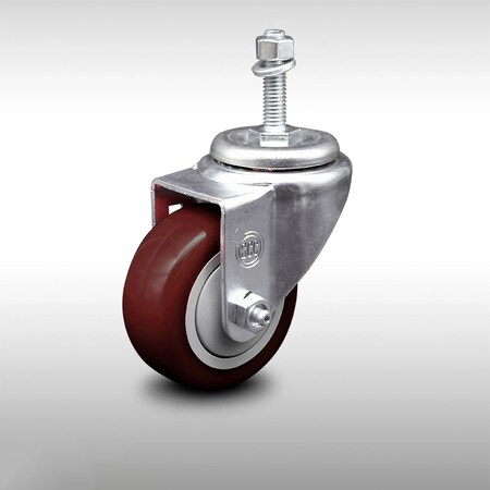 Service Caster 3.5 Inch SS Maroon Polyurethane Wheel Swivel 10mm Threaded Stem Caster SCC SCC-SSTS20S3514-PPUB-MRN-M1015